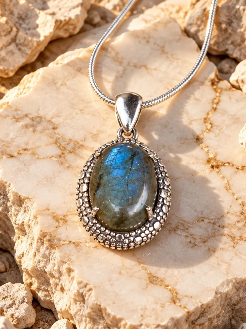 NEW! Labradorite & Sterling Silver Necklace